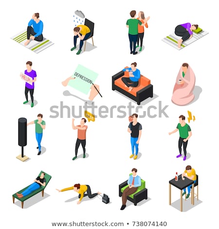 Foto d'archivio: Stress And Depression Isometric Icons Set Vector