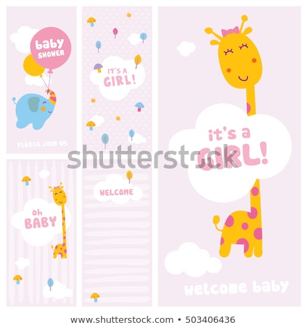 [[stock_photo]]: New Baby Girl Shower Card With Elephant