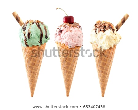 Foto d'archivio: Three Raspberry Ice Cream Cones