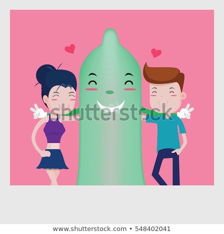 Stock fotó: Comic Condom And Heart Vector Background