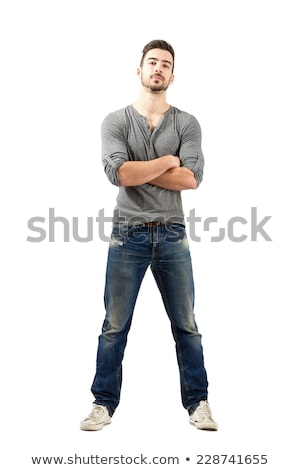 Stock photo: Handsome Young Man With Stylish Hairstyle On White Isolated Back