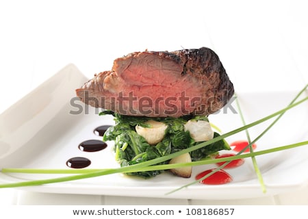 Сток-фото: Roast Beef And Spinach Leaves