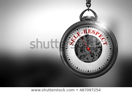 Foto stock: Self Respect On Vintage Pocket Clock Face 3d Illustration