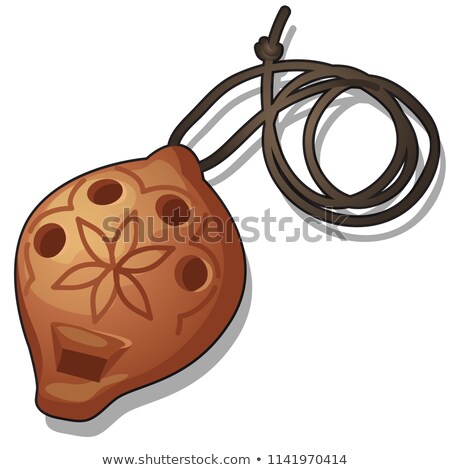 Stok fotoğraf: Clay Wind Musical Instrument Isolated On White Background Vector Cartoon Close Up Illustration