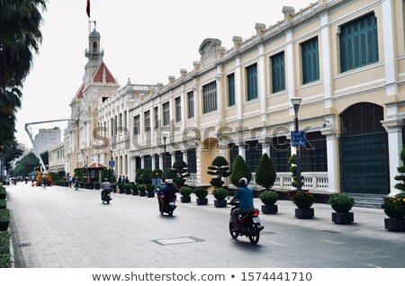 Stock fotó: Hanoi City Silhouette On Sunset Background