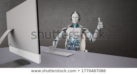Foto stock: Humanoid Robot Callcenter Ok