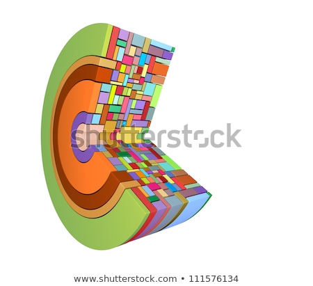 Stok fotoğraf: 3d Curved Rectangular C Shapes In Rainbow Color On White