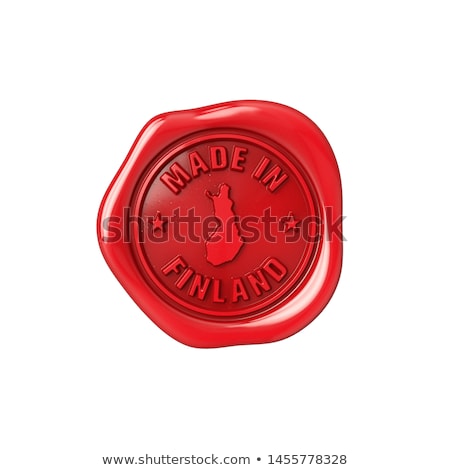 Stock photo: Made In Finland - Stamp On Red Wax Seal