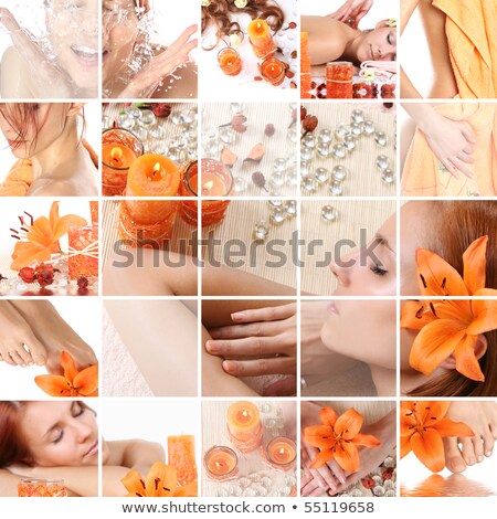 Foto stock: Beautiful Woman Lying With Petals And Candles