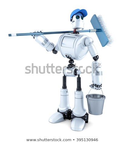 [[stock_photo]]: Friendly Robot Cleaner Isolated Contains Clipping Path