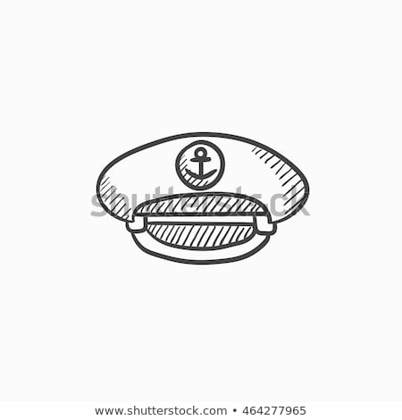 Foto stock: Captain Peaked Cap Sketch Icon