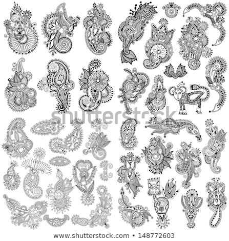 Stok fotoğraf: Paisley Ethnic Ornament Vintage Vector Set