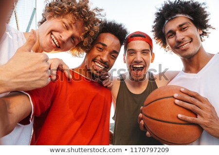Stock foto: Photo Closeup Of Muscular Sporty Men Smiling And Taking Selfie