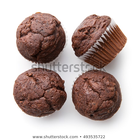 Foto stock: Homemade Chocolate Muffins With Chocolate Topping