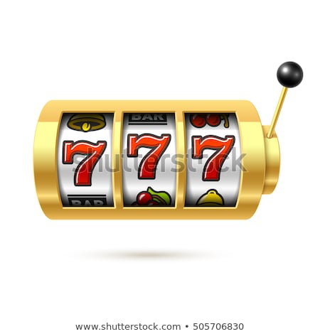 Foto stock: Slot Machine With Lucky 777 Triple Sevens Sign