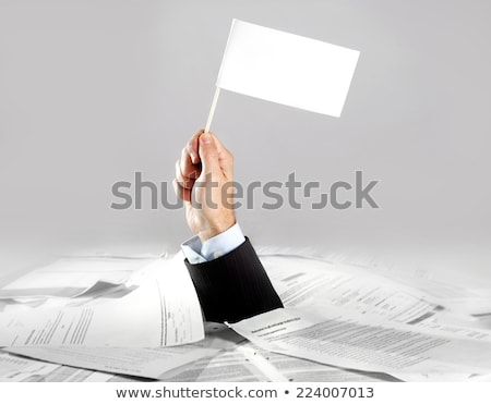 Stockfoto: Overworked Businessman Holding Help Flag