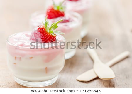 Stockfoto: Fresh Tasty Strawberry Yoghurt Shake Dessert On Table