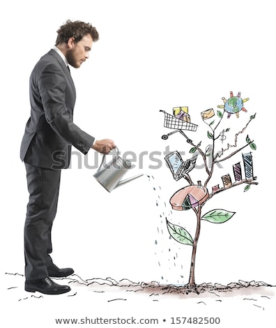 Foto d'archivio: Concept Of Growing Company With Sketch Of A Plant With Business