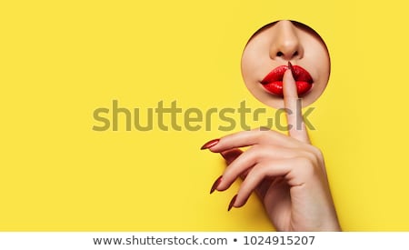 Foto stock: Beautiful Girl With Perfect Skin And Red Lipstick