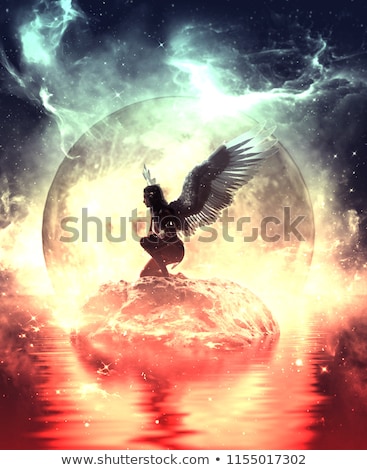 Stockfoto: Angel And Moon