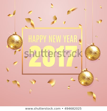 Foto stock: New Year Decoration With Pine Or Fir And Red Ornaments Balls