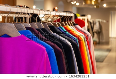 Zdjęcia stock: Colored Shirts On Hangers Steel Closeup
