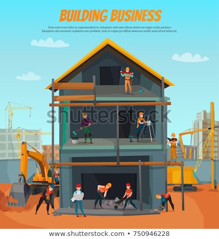 Foto stock: Construction Work Scene With Man And Bulldozer