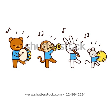 Foto stock: Musical Notes Mascots Band Marching