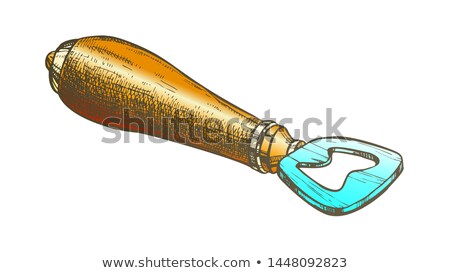 Foto stock: Color Glass Bottle Opener With Wooden Handle Vector