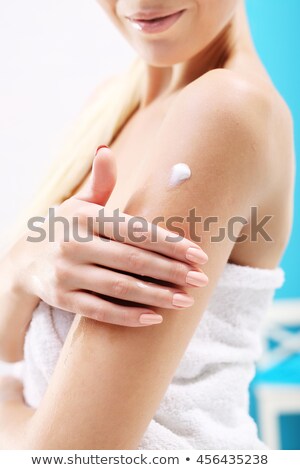 Stock fotó: Creaming Body After Bathing The Woman Rubbed Into The Skin Lotion