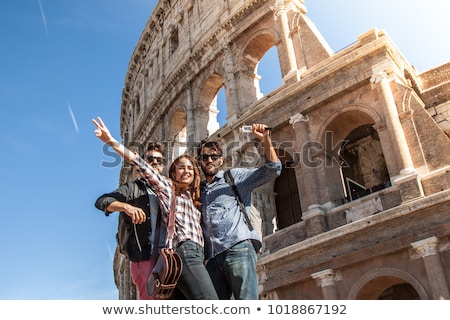 Сток-фото: Girl Tourist In Front Of Colosseum