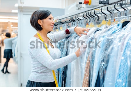 Foto d'archivio: Small Business Owner Woman In A Textile Cleaning Shop