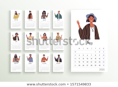 ストックフォト: 2020 Year Calendar Planner Template Diverse People