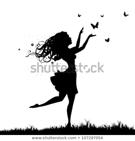 Stock photo: Floral Girl Silhouette