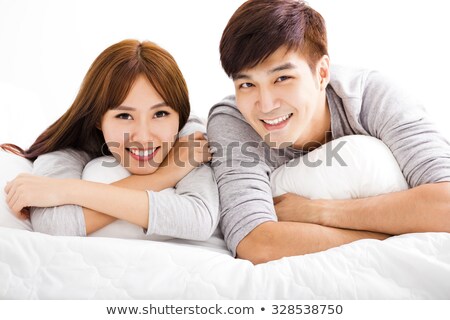 Stock photo: Asian Beauty With Boyfriend In Bed