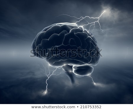 Foto stock: Brain In Stormy Clouds - Conceptual Brainstorm