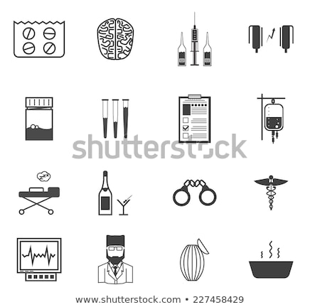 Stock foto: Black Vector Icons For The Psychiatrist Expert In Narcology