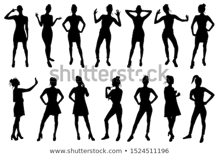 Stok fotoğraf: Woman Silhouette With Hand Gesture Thinking