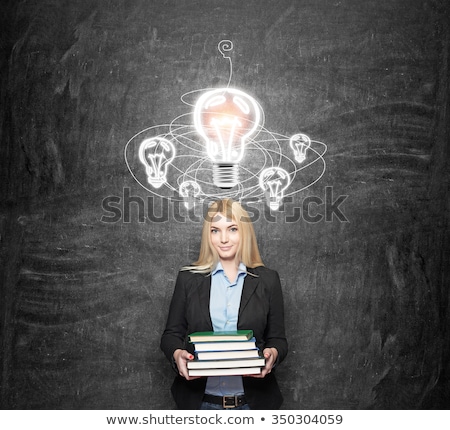 Foto stock: Woman With Light Bulbs Circleing Around Her Head