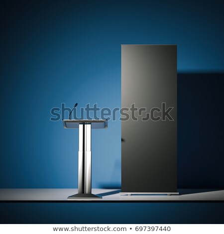 Stock fotó: Silver Tribune And Black Rollup Banner 3d Rendering