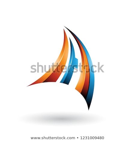 Сток-фото: Orange And Blue 3d Dynamic Flying Letter A Vector Illustration