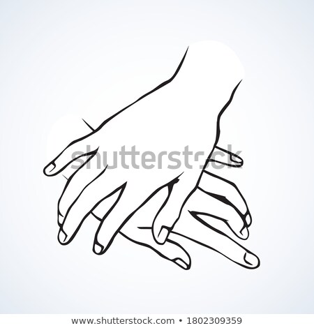 ストックフォト: Male Hands With Paper Couple Pictogram