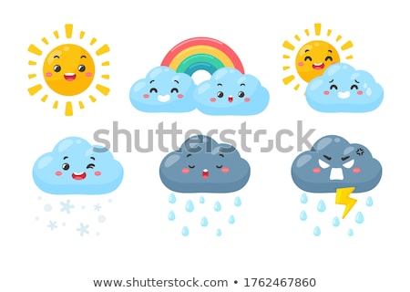 Stock foto: Vector Cute Weather Icons Set