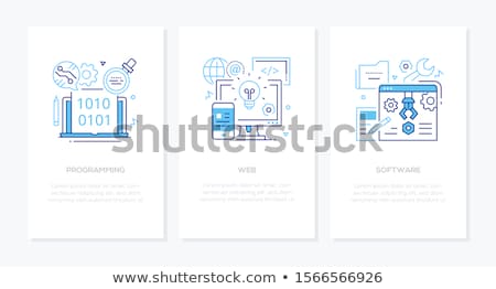 Stock foto: Computer Service - Line Design Style Banners Set