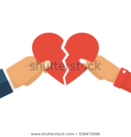 Stock photo: Female And Male Hand Holding Heart Symbol Of Love Two Half Heart