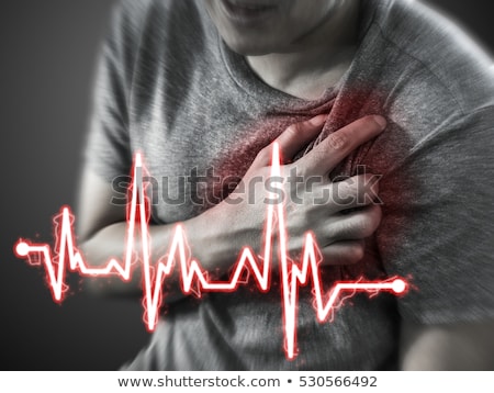 Stockfoto: Severe Heartache Man Suffering From Chest Pain Having Painful