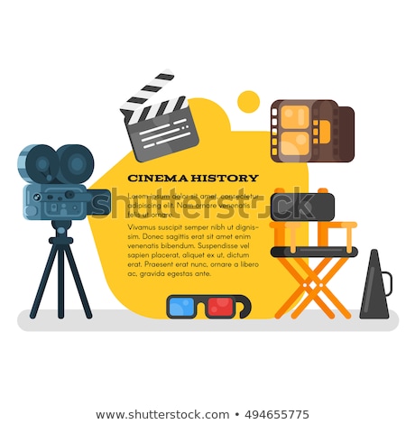 [[stock_photo]]: Vector Flat Style Set Of Old Cinema Icon For Online Movies