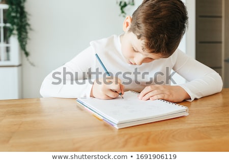 Foto stock: Boy 11 Studying At Home