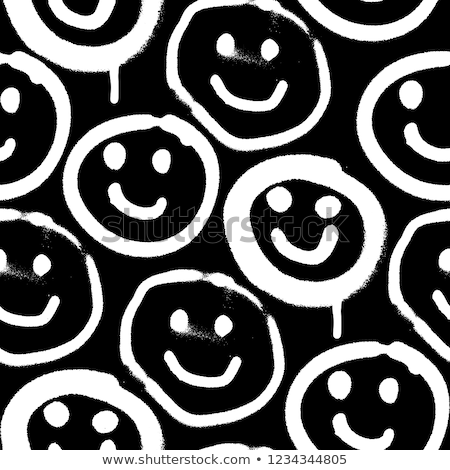 Graffiti Funny Emoji Sprayed In Black On White Foto d'archivio © Vanzyst