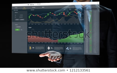 Stock photo: Businessman With Cryptocurrency Holograms